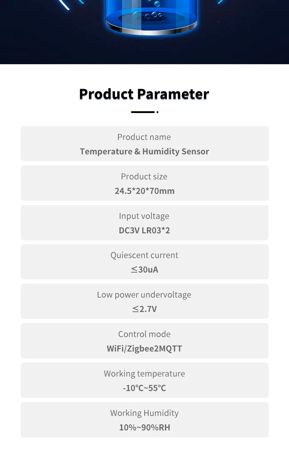 Zigbee 3.0 Wireless Temp Humidity Sensor