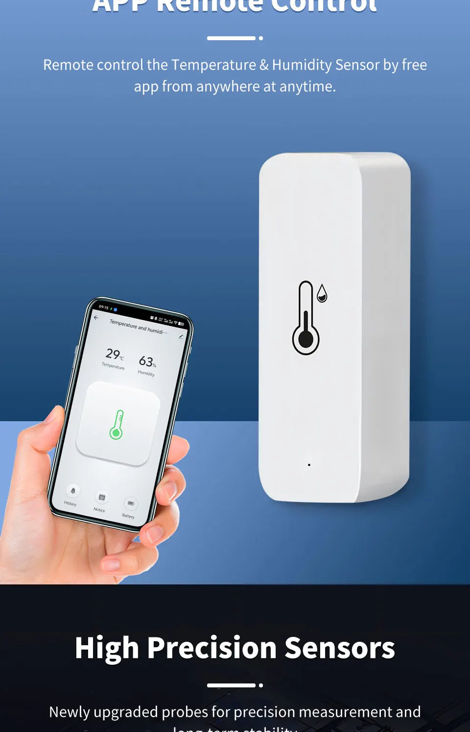Zigbee 3.0 Wireless Temp Humidity Sensor
